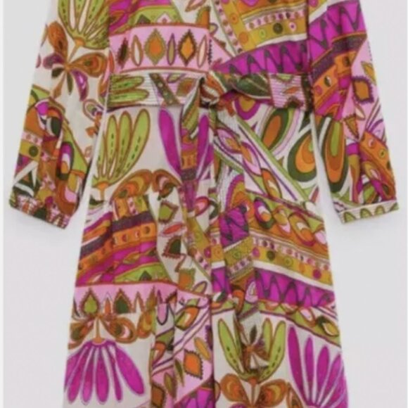 NEW ZARA NEW COLLECTION Printed Midi Dress 8252/254 Floral Tiered Ruffle S 4 6 - Picture 5 of 7